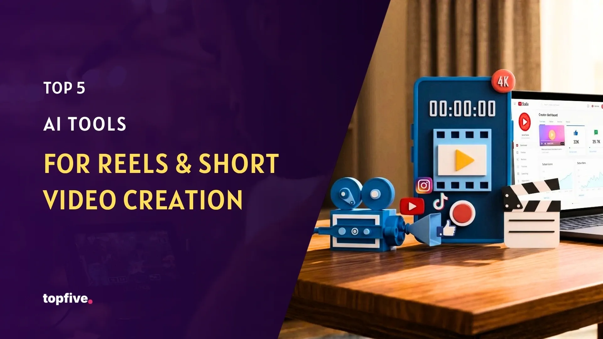 Top 5 AI Tools for Reels & Short Video Creation (Instagram & YouTube Shorts 2026)